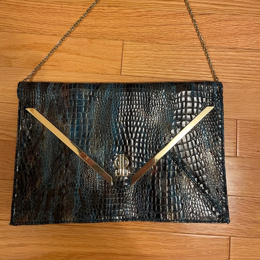 Jennifer Lopez Coated Snake Large Clutch
